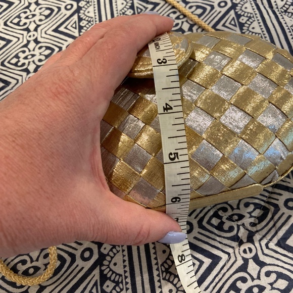 Y&S Original Gold & Silver Metallic Evening Purse – Round, Basket Weave - Picture 11 of 13